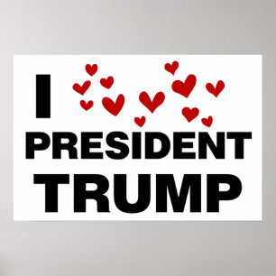 I Love President Trump Hearts Poster
