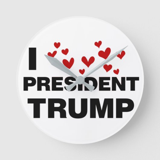 I Love President Trump Hearts Ronde Klok (Voorkant)