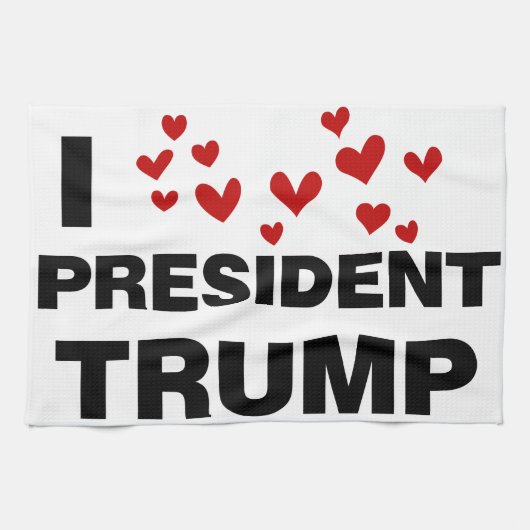 I Love President Trump Hearts Theedoek (Horizontaal)
