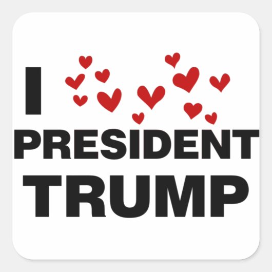 I Love President Trump Hearts Vierkante Sticker (Voorkant)