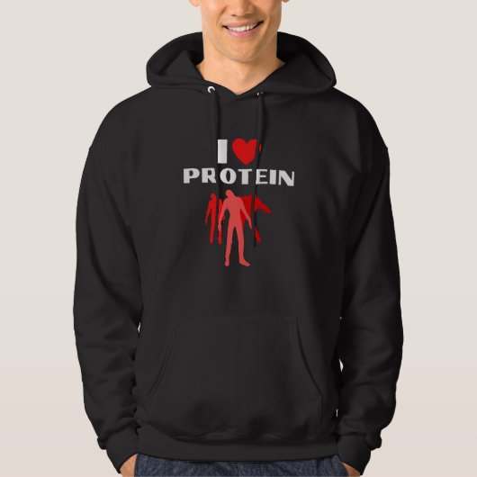 I Love Protein  Weightlifting Zombie Hoodie (Voorkant)