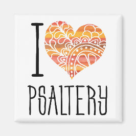 I Love Psaltery Oranje Mandala Heart Magneet