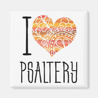 I Love Psaltery Oranje Mandala Heart Magneet