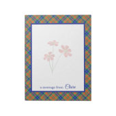 I Love Pset- Blue & Oranje Tartan Message Notitieblok (Linkerzijde)