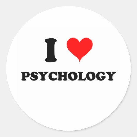 I Love Psychology Ronde Sticker (Voorkant)