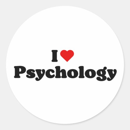 I Love Psychology Ronde Sticker (Voorkant)