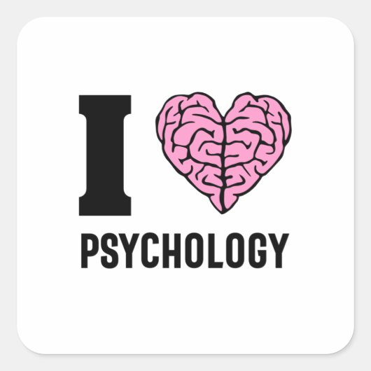 I Love Psychology Vierkante Sticker (Voorkant)