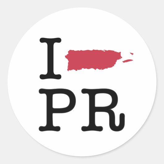 I Love Puerto Rico Ronde Sticker (Voorkant)
