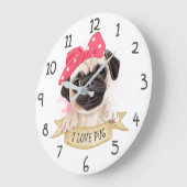 I Love Pug Grote Klok (Hoek)