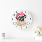 I Love Pug Grote Klok (Huis)