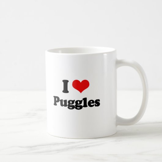 I Love Puggles Koffiemok (Rechts)