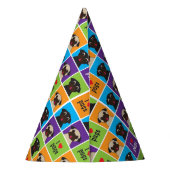 I Love Pugs Color Squares Pattern Feesthoedjes (Achterkant)