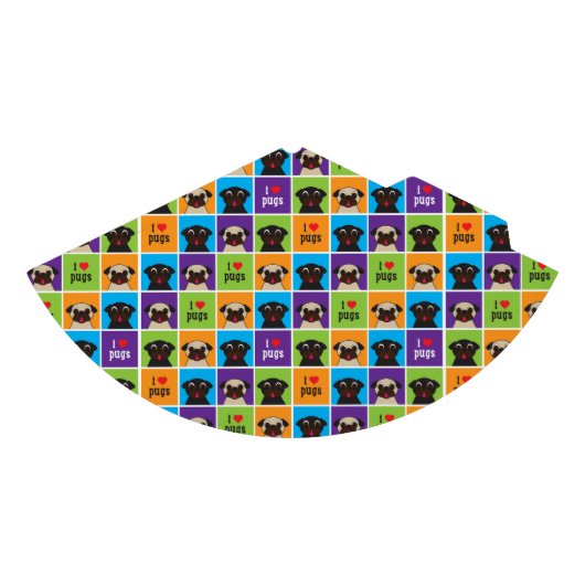 I Love Pugs Color Squares Pattern Feesthoedjes (Voorkant)