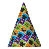 I Love Pugs Color Squares Pattern Feesthoedjes (Rechts)