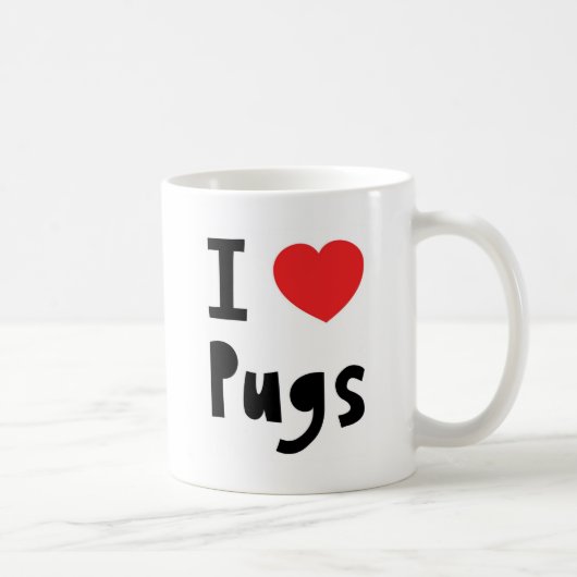 I Love pugs Koffiemok (Rechts)