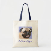 I Love Pugs Portrait Canvas Budget Totebag Tote Bag (Voorkant)