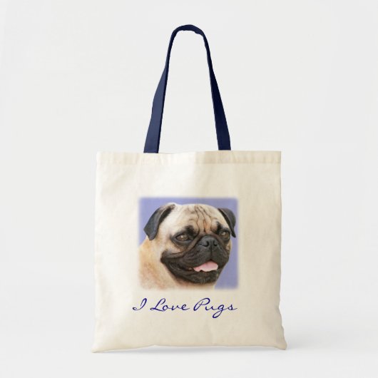 I Love Pugs Portrait Canvas Budget Totebag Tote Bag (Voorkant)