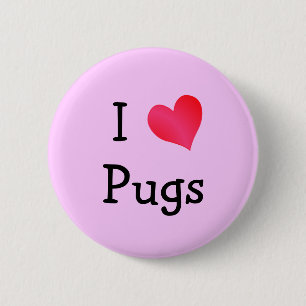 I Love Pugs Ronde Button 5,7 Cm