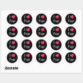 I Love Pugs Ronde Sticker (Vel)