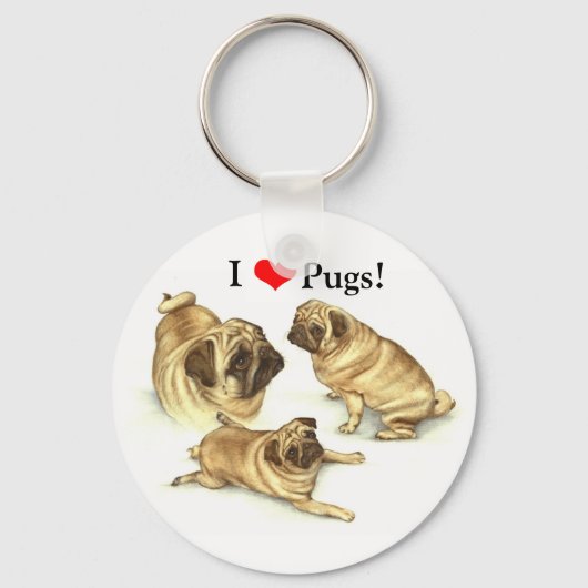 I Love Pugs Sleutelhanger (Voorkant)