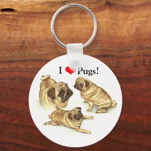 I Love Pugs Sleutelhanger (Voorkant)