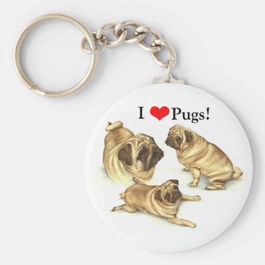 I Love Pugs Sleutelhanger (Voorkant)