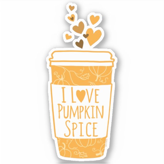 I Love Pumpkin Spice Coffee Sticker (Voorkant)