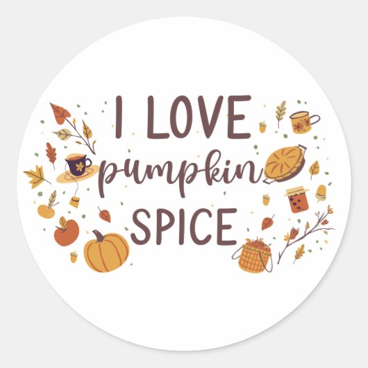 I Love Pumpkin Spice Ronde Sticker (Voorkant)