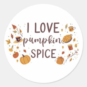 I Love Pumpkin Spice Ronde Sticker