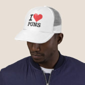 I Love Puns Trucker Hat Pet (In situ)