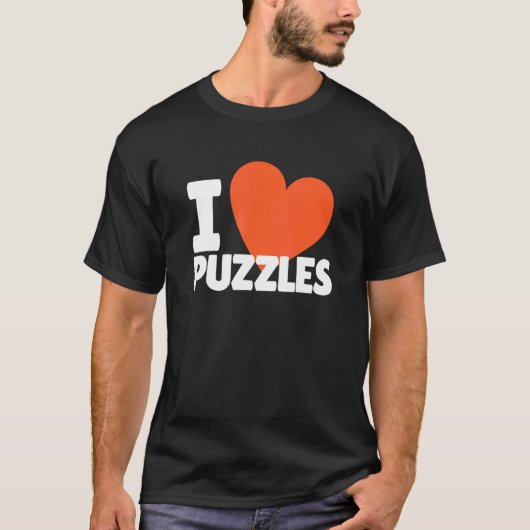 I Love Puzzles Heart Puzzle T-shirt (Voorkant)