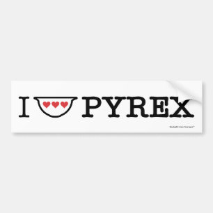 I Love Pyrex -  mixen Bowl met rood hart Bumpersticker
