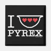 I Love Pyrex - Mixing Bowl met harten (wit) Magneet (Voorkant)
