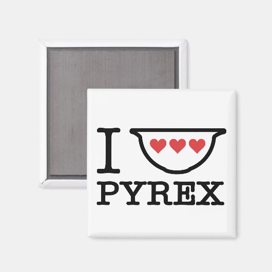 I Love Pyrex - Mixing Bowl met harten (zwart) Magneet (Voorkant / Achterkant)