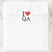 I ❤️ Love QA Quality Assurance personeel CUSTOM Ronde Sticker (Tas)