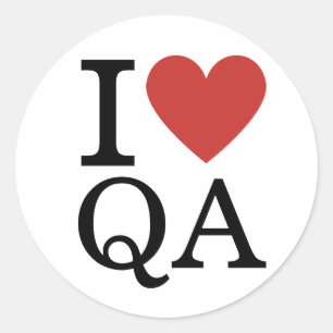I ❤️ Love QA Quality Assurance personeel CUSTOM Ronde Sticker