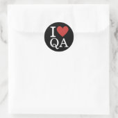 I ❤️ Love QA Quality Assurance personeel CUSTOM Ronde Sticker (Tas)