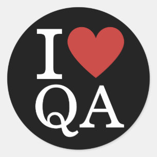 I ❤️ Love QA Quality Assurance personeel CUSTOM Ronde Sticker
