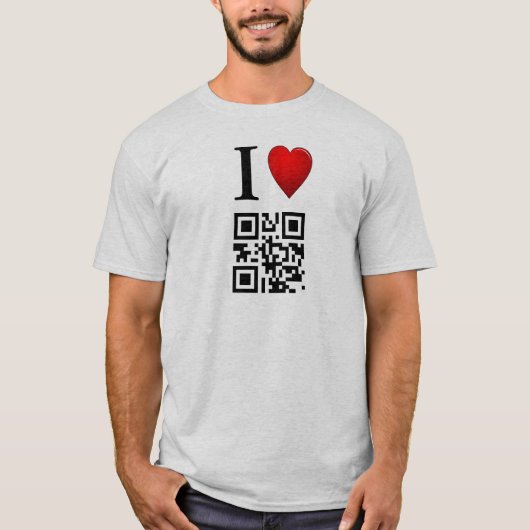 I Love QR Code T-Shirt Sjabloon (Voorkant)