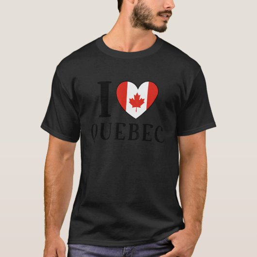 I Love Quebec Canada Heart Flag T-shirt (Voorkant)