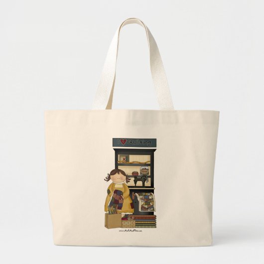 I Love Quilting Grote Tote Bag (Voorkant)