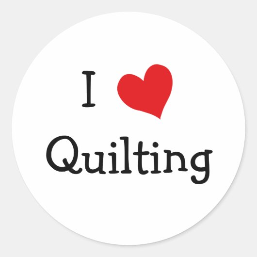 I Love Quilting Ronde Sticker (Voorkant)