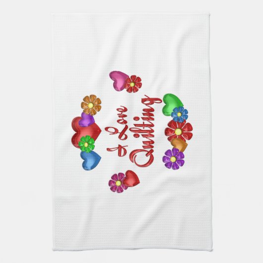 I Love Quilting Theedoek (Verticaal)