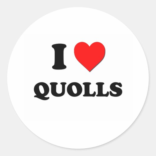 I Love Quolls Ronde Sticker (Voorkant)
