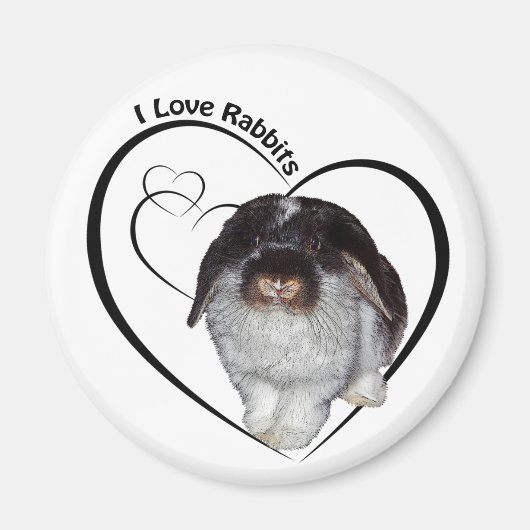 I Love Rabbits Badge Magneet (Voorkant)