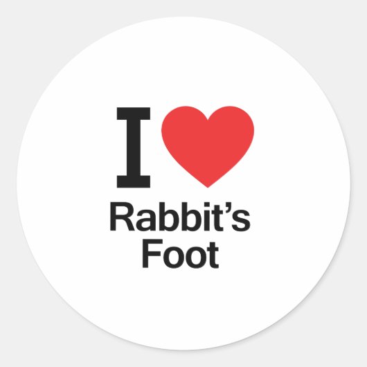 I Love Rabbit's Foot Ronde Sticker (Voorkant)
