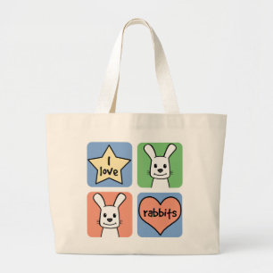 I Love Rabbits Grote Tote Bag
