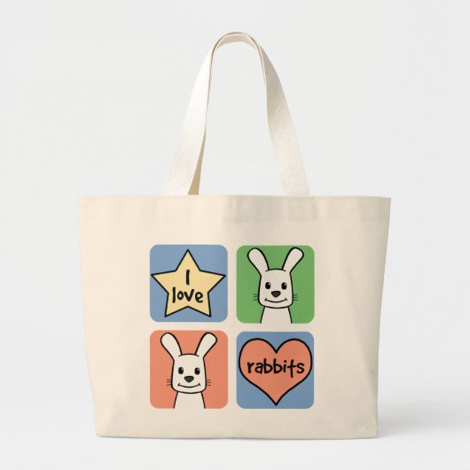 I Love Rabbits Grote Tote Bag (Voorkant)