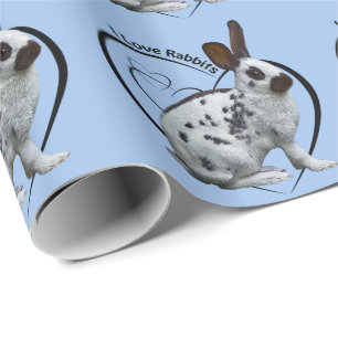 I Love Rabbits Wrapping Paper (Light Blue) Cadeaupapier