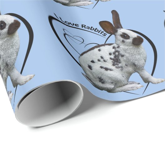 I Love Rabbits Wrapping Paper (Light Blue) Cadeaupapier (Rol Hoek)